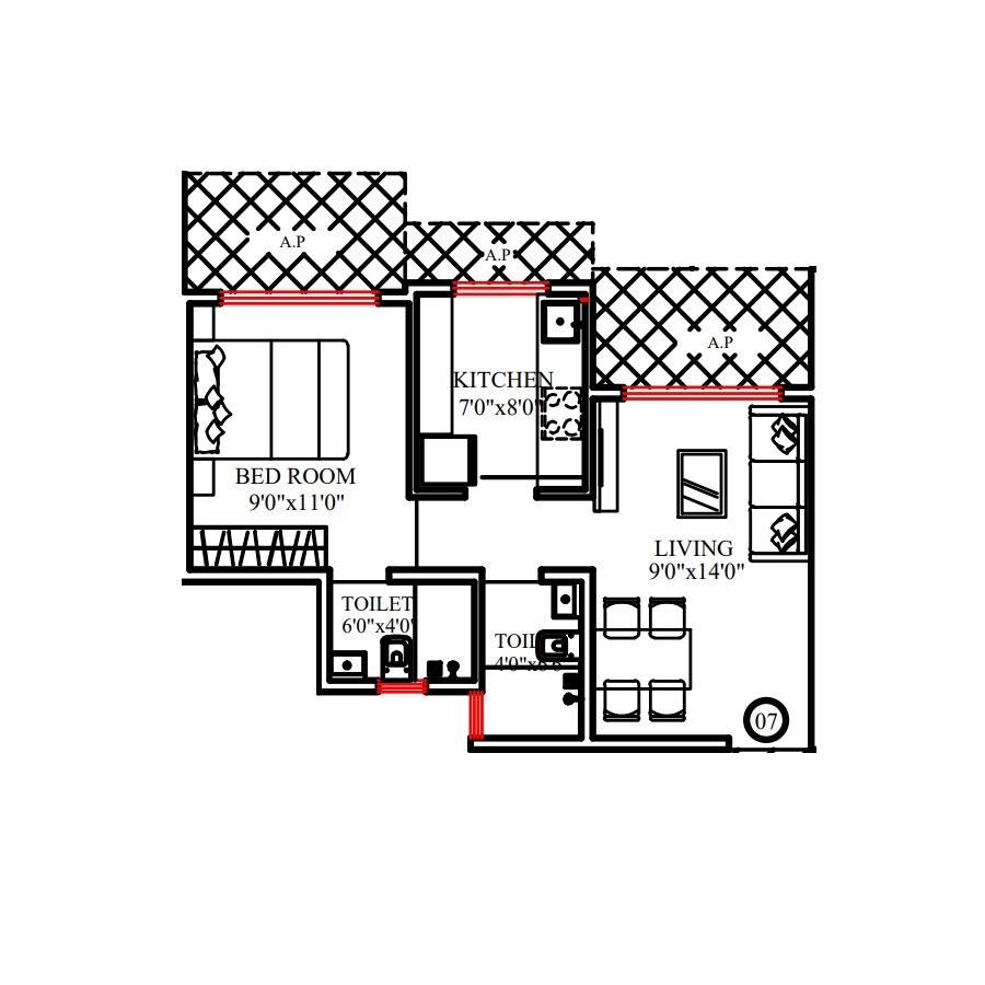 1 BHK 485 Sq. Ft. Apartment