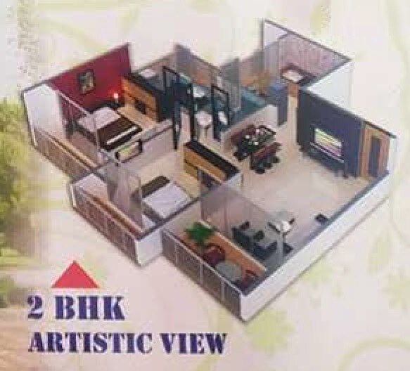 Floor plan of 2 BHK 650 Sq. Ft. Apartment in Vinayak Vyom Complex, Thane