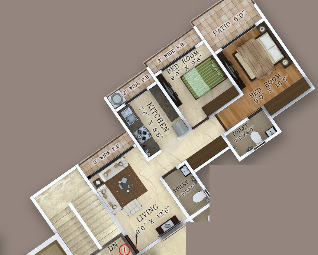 2 BHK 580 Sq. Ft. Apartment