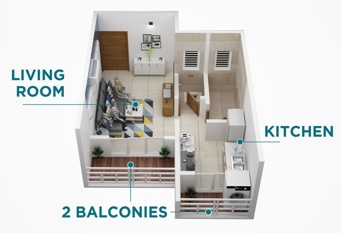 Floor plan of 298 Sq. Ft. Studio in Vishnu Pardeshi Paradise, Thane
