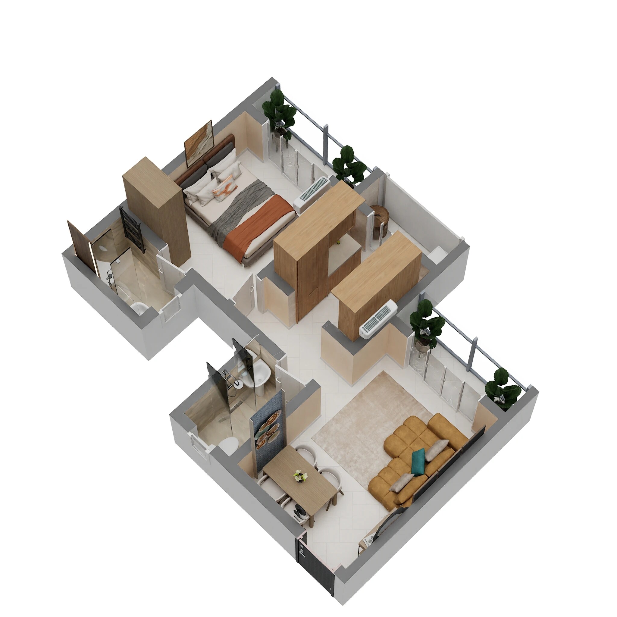 Floor plan of 1 BHK 470 Sq. Ft. Apartment in Vishnu Vertex, Thane