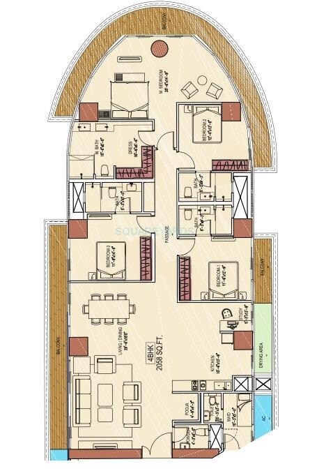Floor plan of 4 BHK Apartment - 610 sq. ft. in Shree Shankheshwar Villa, Thane