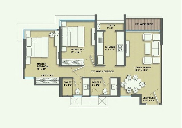 Other, courtyard-by-narang-realty-and-the-wadhwa-group 2 Bedroom 1000 Sq.Ft. Apartment In Pokhran Road No Two Thane 6294410