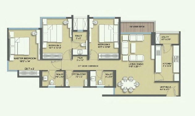 Other, courtyard-by-narang-realty-and-the-wadhwa-group 3 Bedroom 1160 Sq.Ft. Apartment In Pokhran Road No Two Thane 9009134