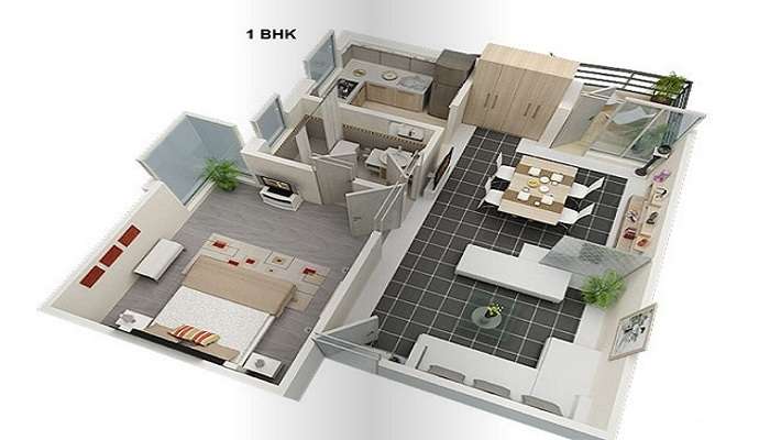 1 BHK 550 Sq. Ft. Apartment in Wadhwa Shiv Leela Apartment