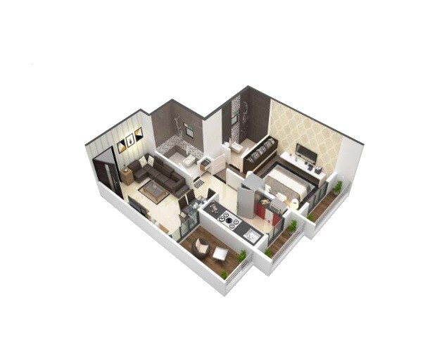 Floor plan of 1 BHK 450 Sq. Ft. Apartment in Walekar Homes, Thane