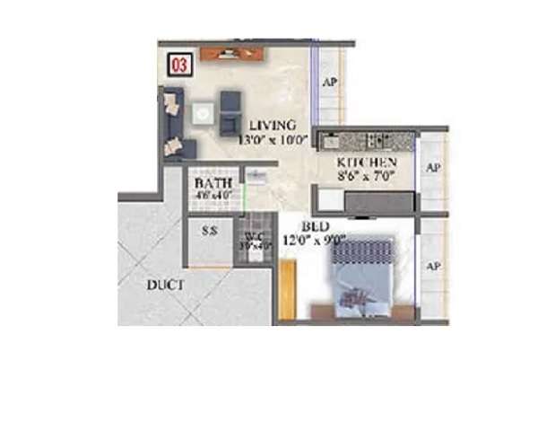 1 BHK 289 Sq. Ft. Apartment in Western Arch Sai Galaxy