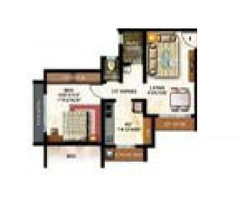 Floor plan of 1 BHK 359 Sq. Ft. Apartment in Yash Enclave, Thane