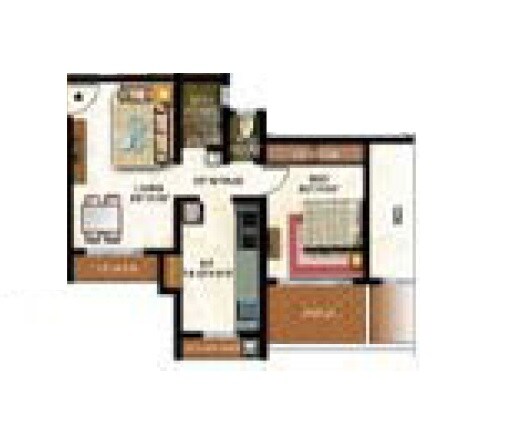 Floor plan of 1 BHK 488 Sq. Ft. Apartment in Yash Enclave, Thane