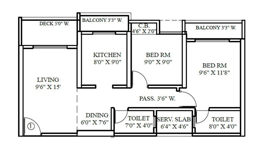 Floor plan of 2 BHK 756 Sq. Ft. Apartment in Yash Midtown, Thane