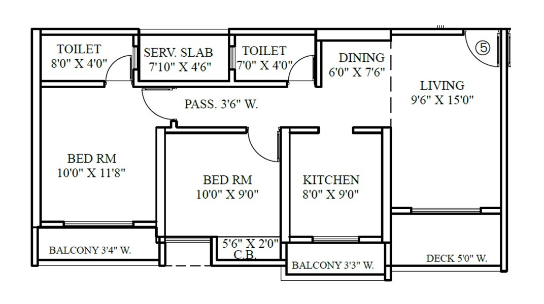 Floor plan of 2 BHK 780 Sq. Ft. Apartment in Yash Midtown, Thane