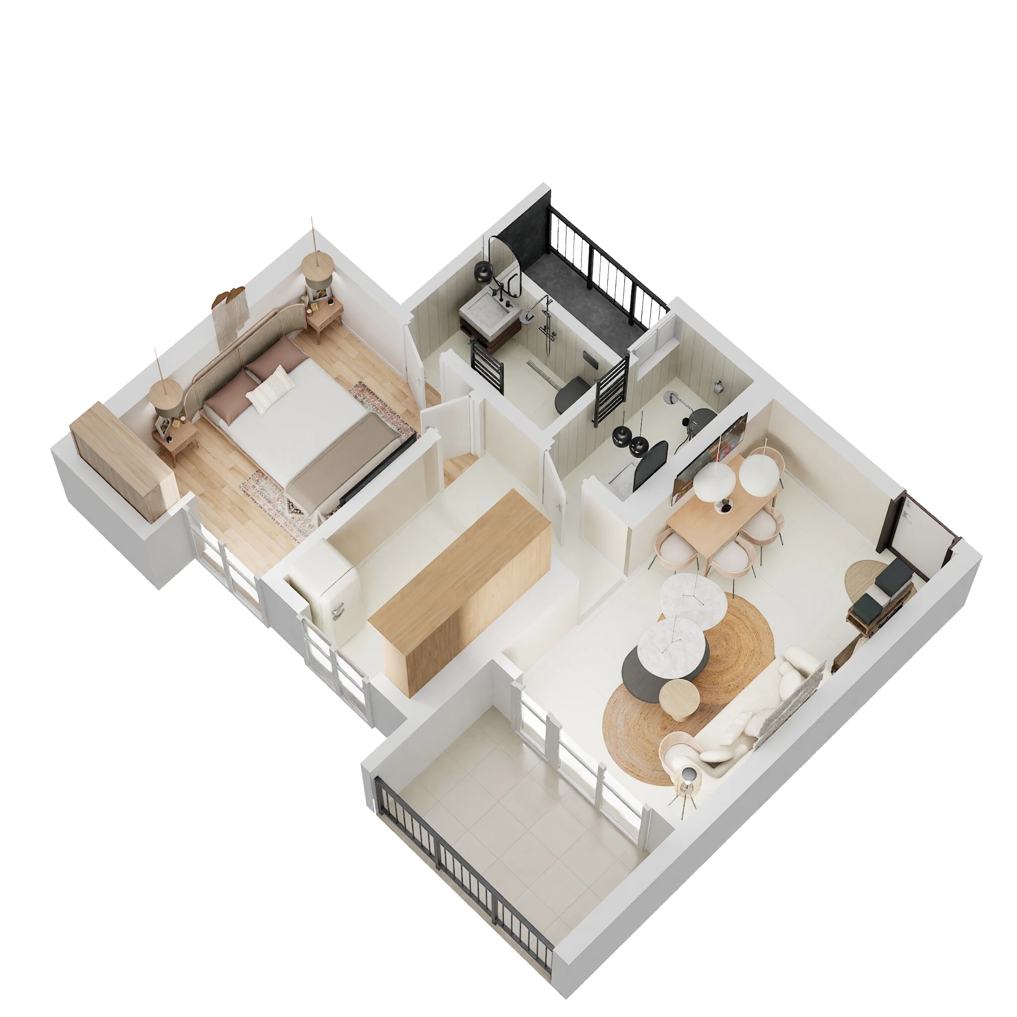 Floor plan of 1 BHK Apartment - 515 sq. ft. in Yes Palm Riveria, Thane