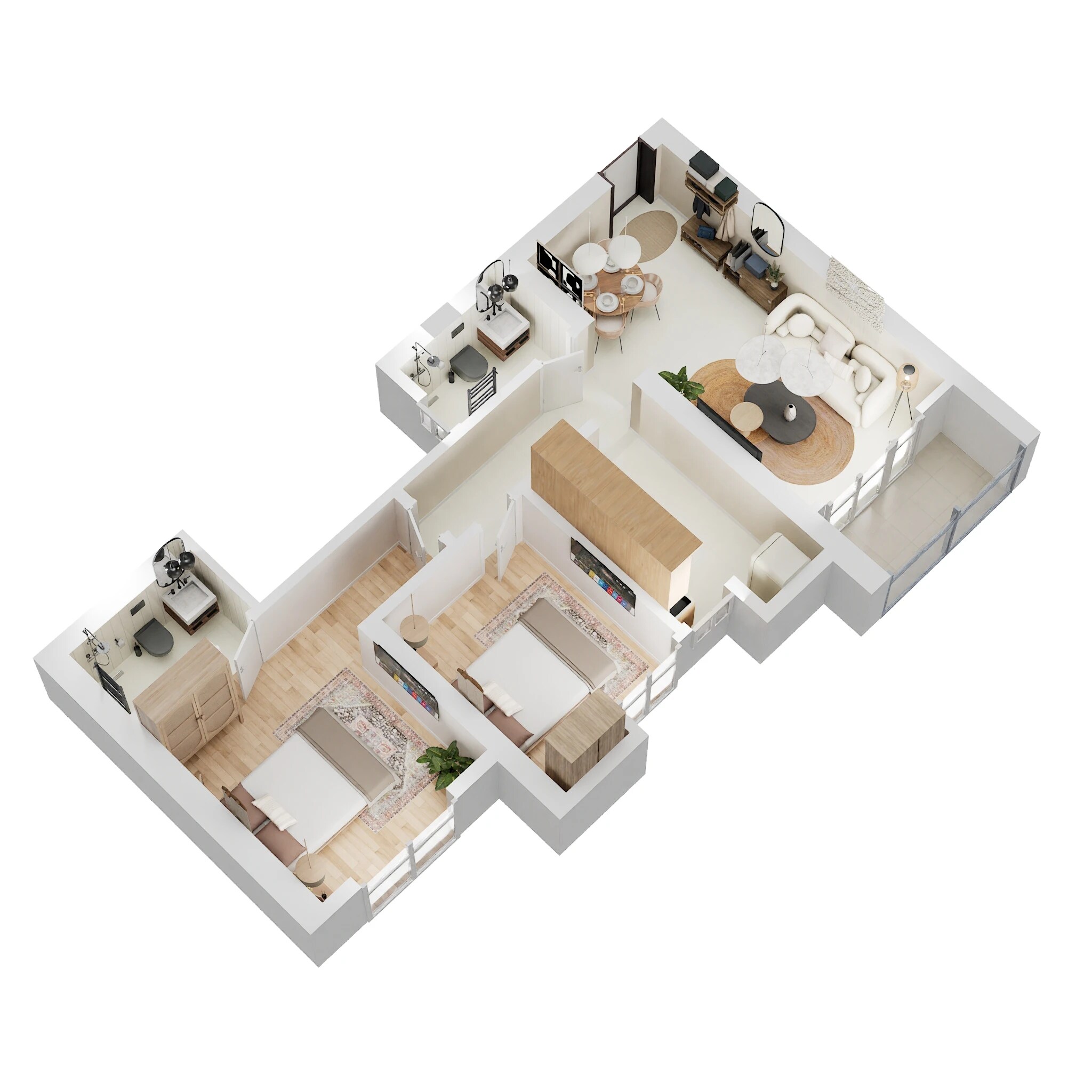 Floor plan of 2 BHK Apartment - 550 sq. ft. in Yes Palm Riveria, Thane