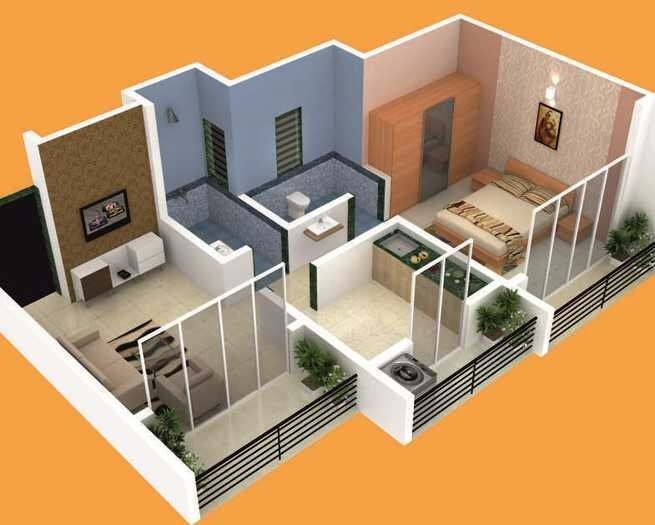 Floor plan of 1 BHK 370 Sq. Ft. Apartment in Yogi Sadan, Thane