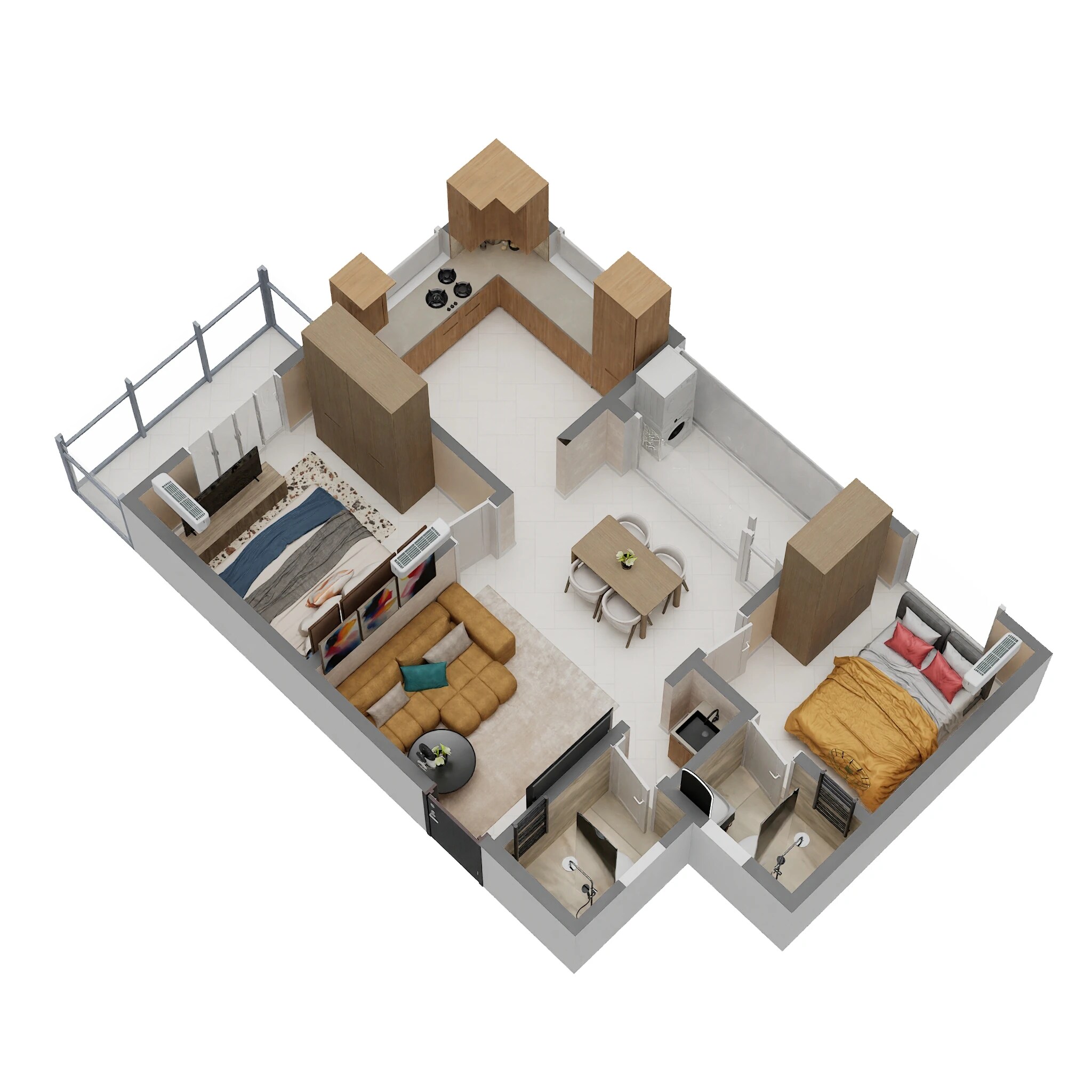 Floor plan of 2 BHK 805 Sq. Ft. Apartment in Shambhavi Serendipity, Udupi
