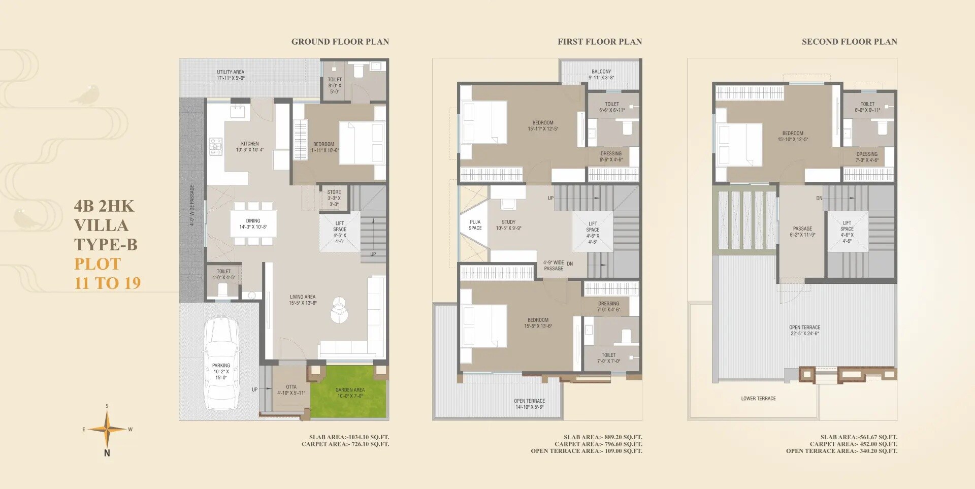Floor plan of 4 BHK 2034 Sq. Ft. Villa in Amardeep Arise, Vadodara