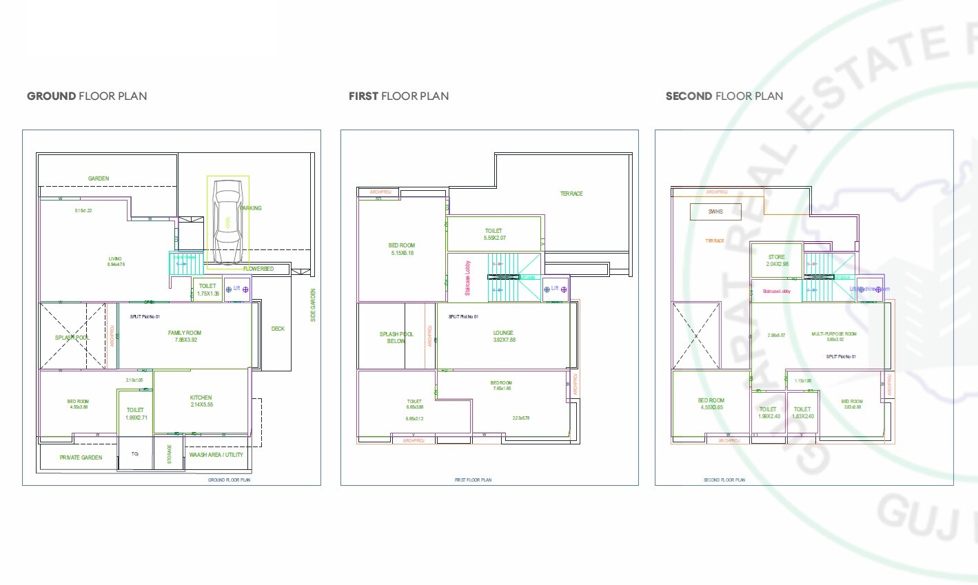 Floor plan of 5 BHK 4500 Sq. Ft. Villa in Atrius Bellevita, Vadodara