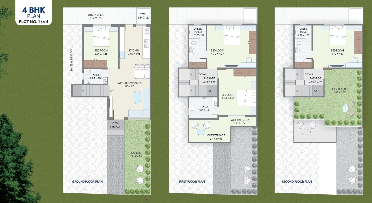 Floor plan of 4 BHK 1126 Sq. Ft. Villa in Balaji Bungalows, Vadodara