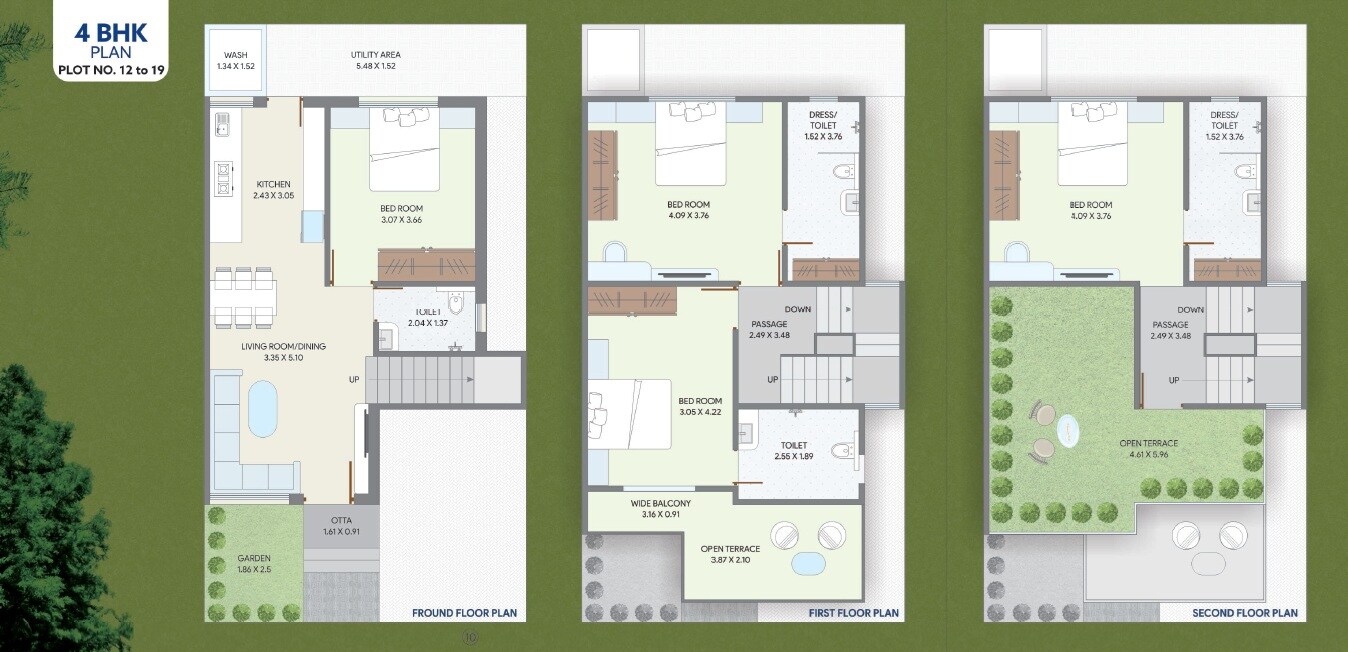 Floor plan of 4 BHK 1658 Sq. Ft. Villa in Balaji Bungalows, Vadodara