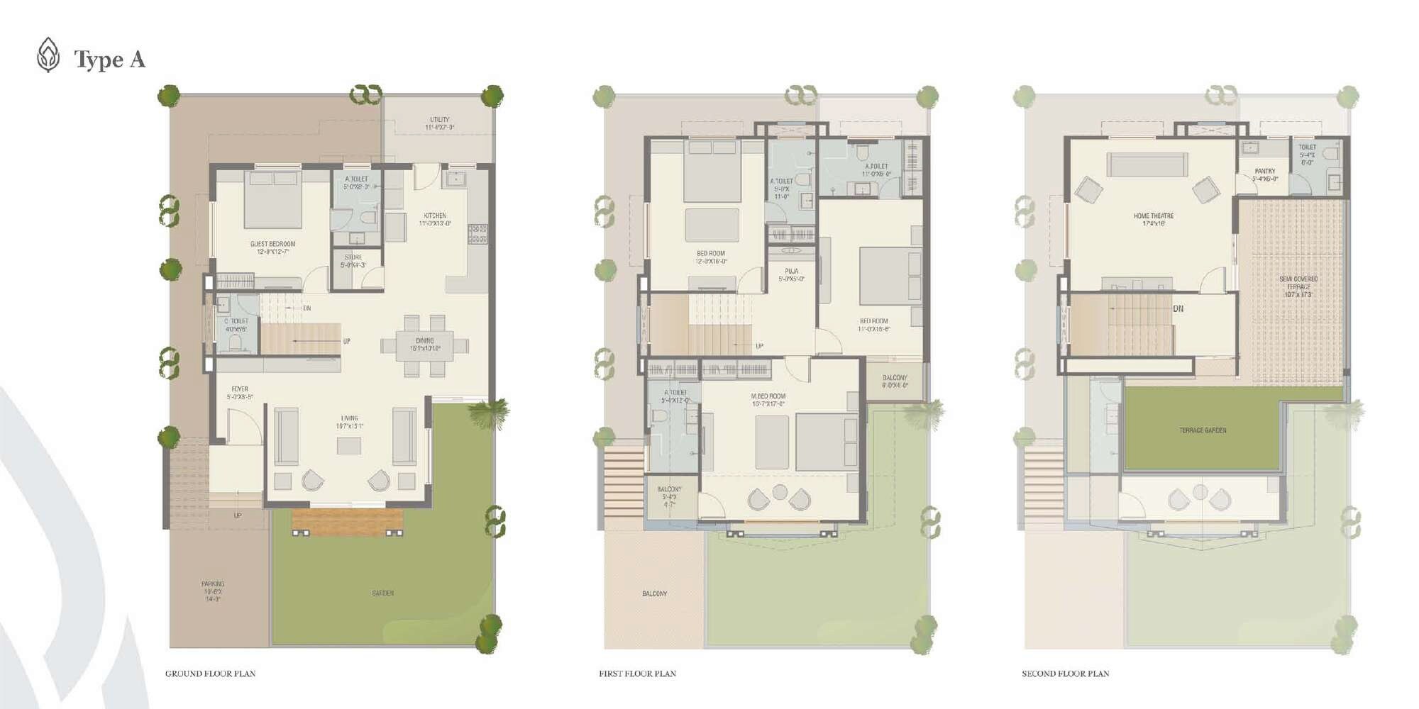 Floor plan of 4 BHK 2700 Sq. Ft. Villa in Darshanam Club Life, Vadodara