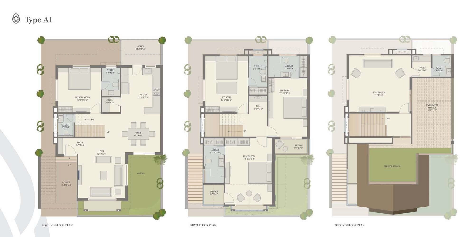 Floor plan of 4 BHK 3250 Sq. Ft. Villa in Darshanam Club Life, Vadodara