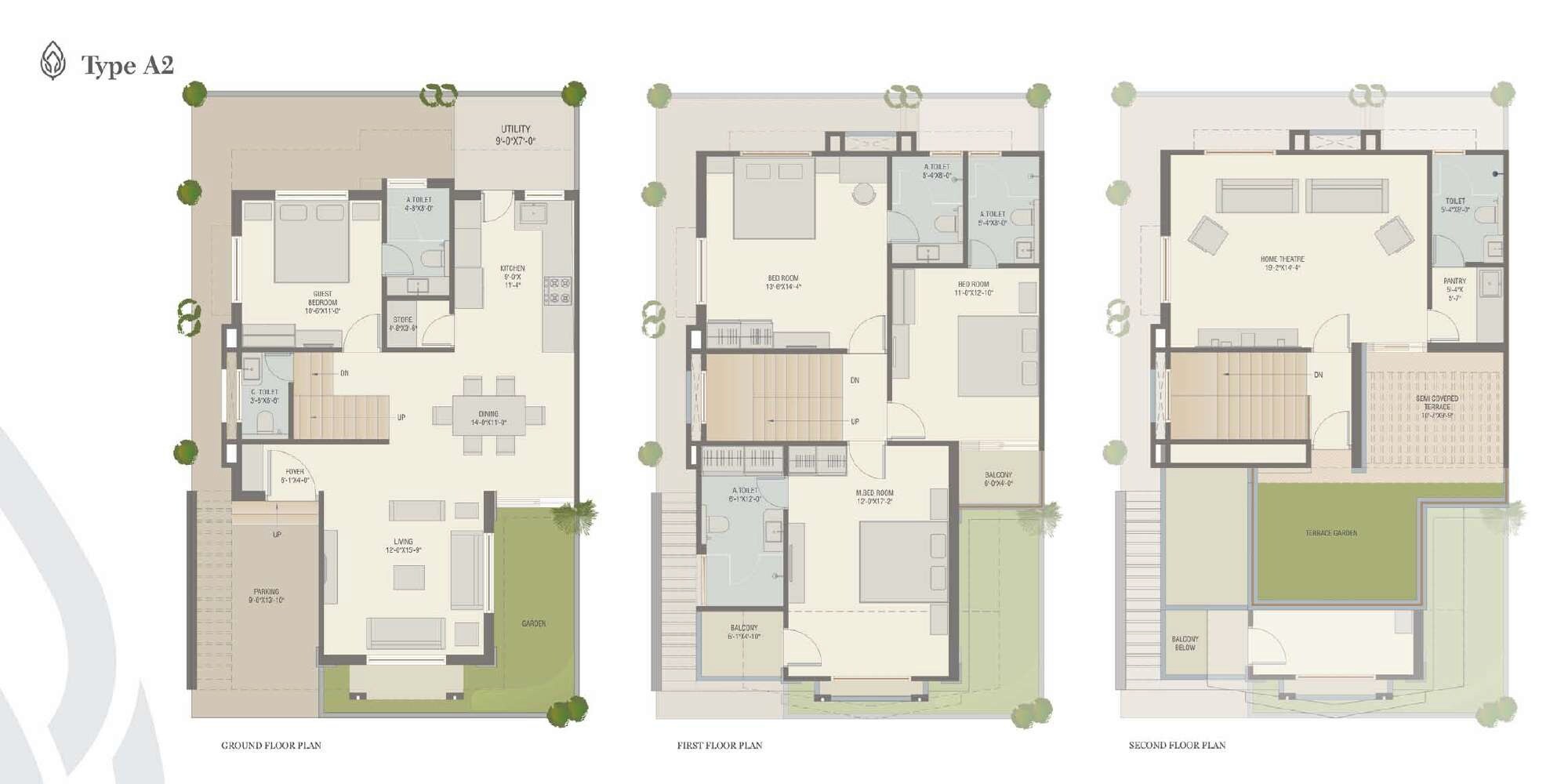 Floor plan of 4 BHK 3300 Sq. Ft. Villa in Darshanam Club Life, Vadodara