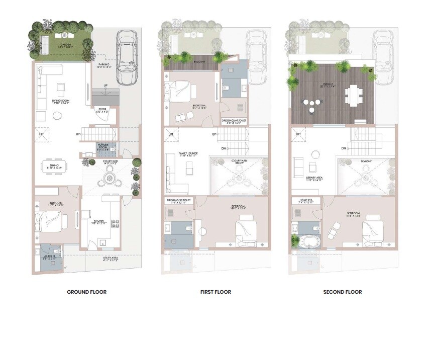 Floor plan of 4 BHK 2920 Sq. Ft. Villa in Great Spaces Novarra, Vadodara