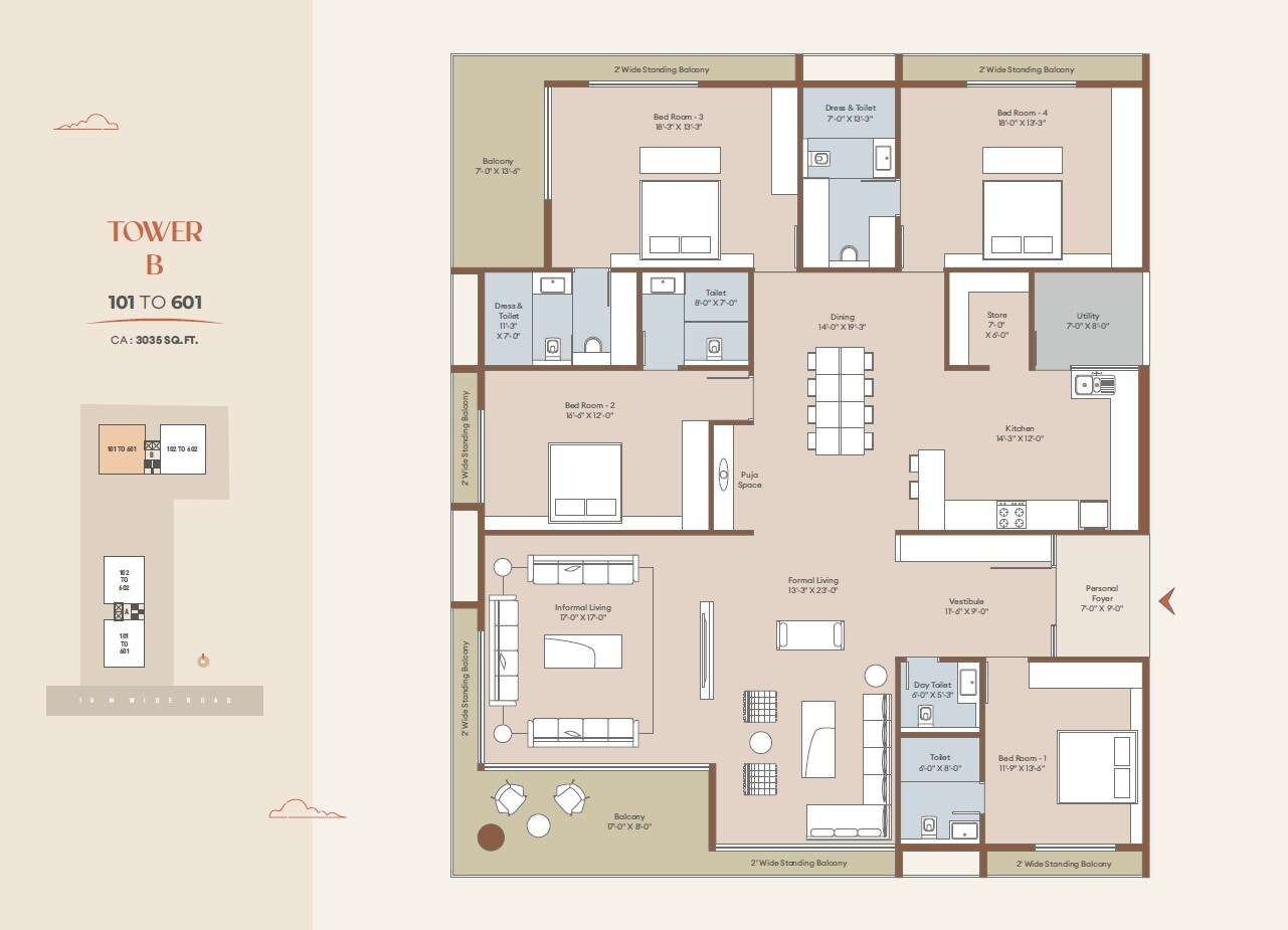 4 BHK 3035 Sq. Ft. Apartment