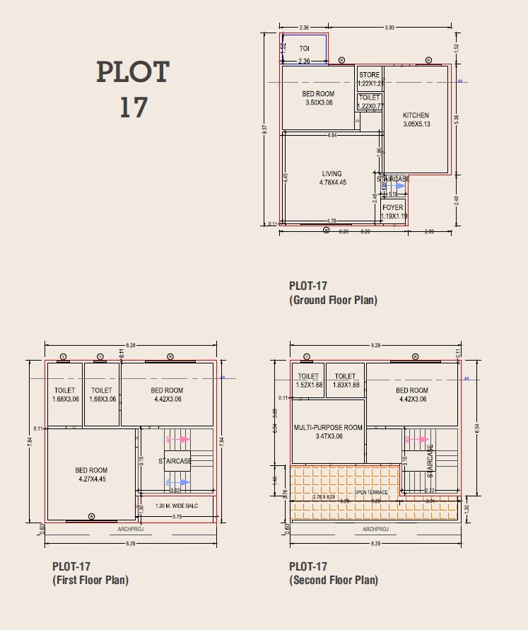 Floor plan of 4 BHK 1535 Sq. Ft. Villa in SA Bayt Al Salaam, Vadodara