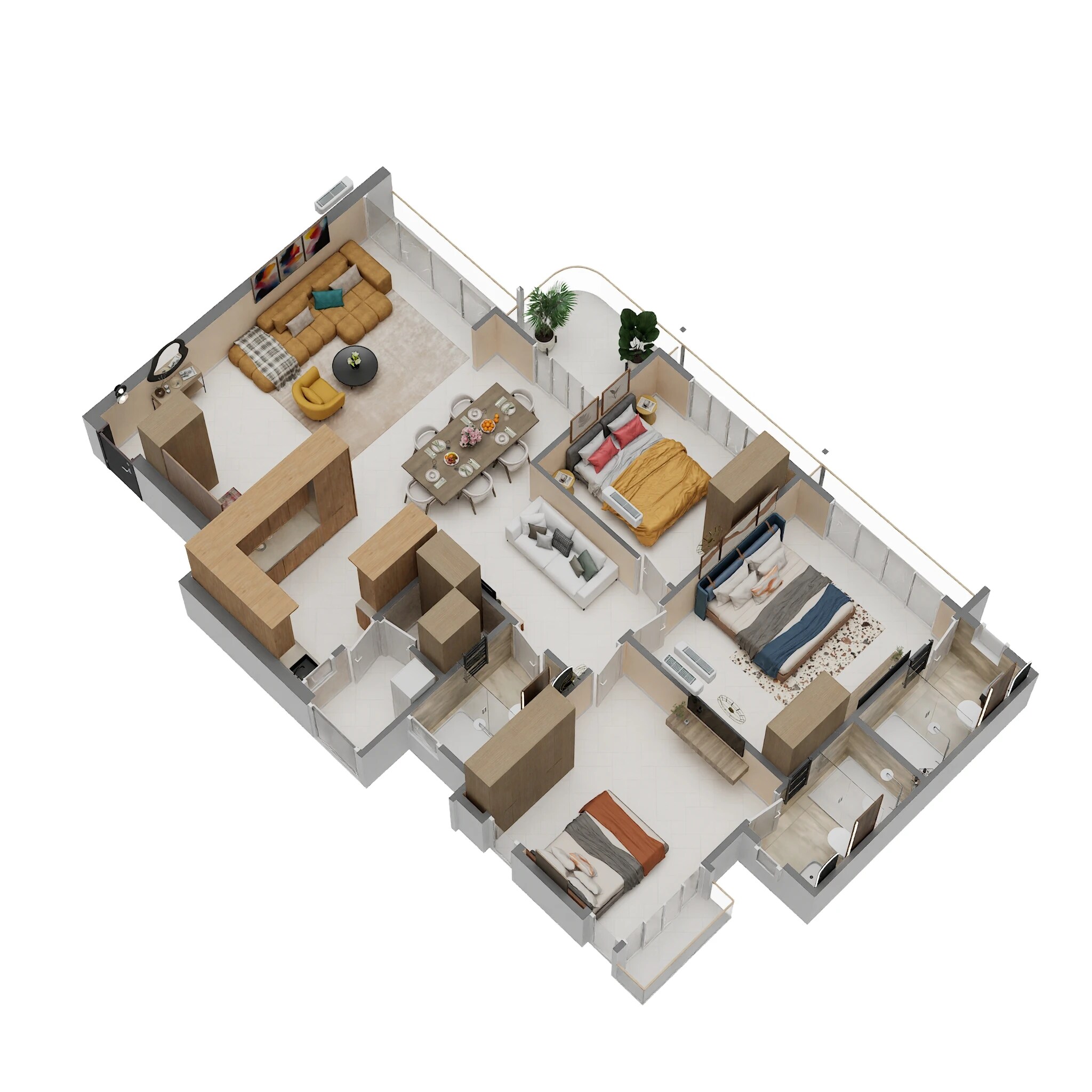 Floor plan of 3 BHK 2250 Sq. Ft. Apartment in Shivalik The Skygaze, Vadodara