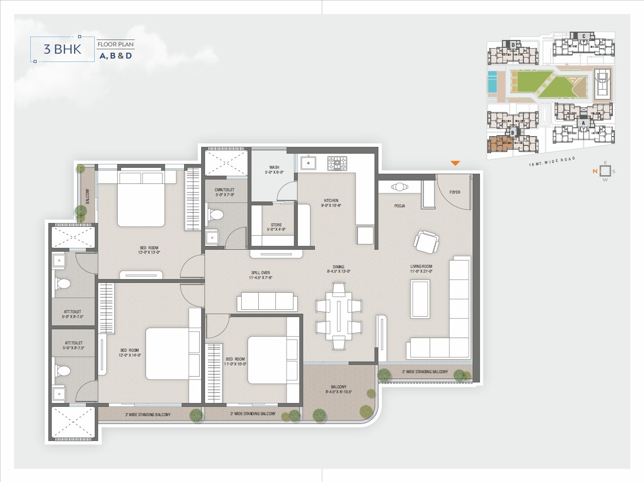 3 BHK 2250 Sq. Ft. Apartment