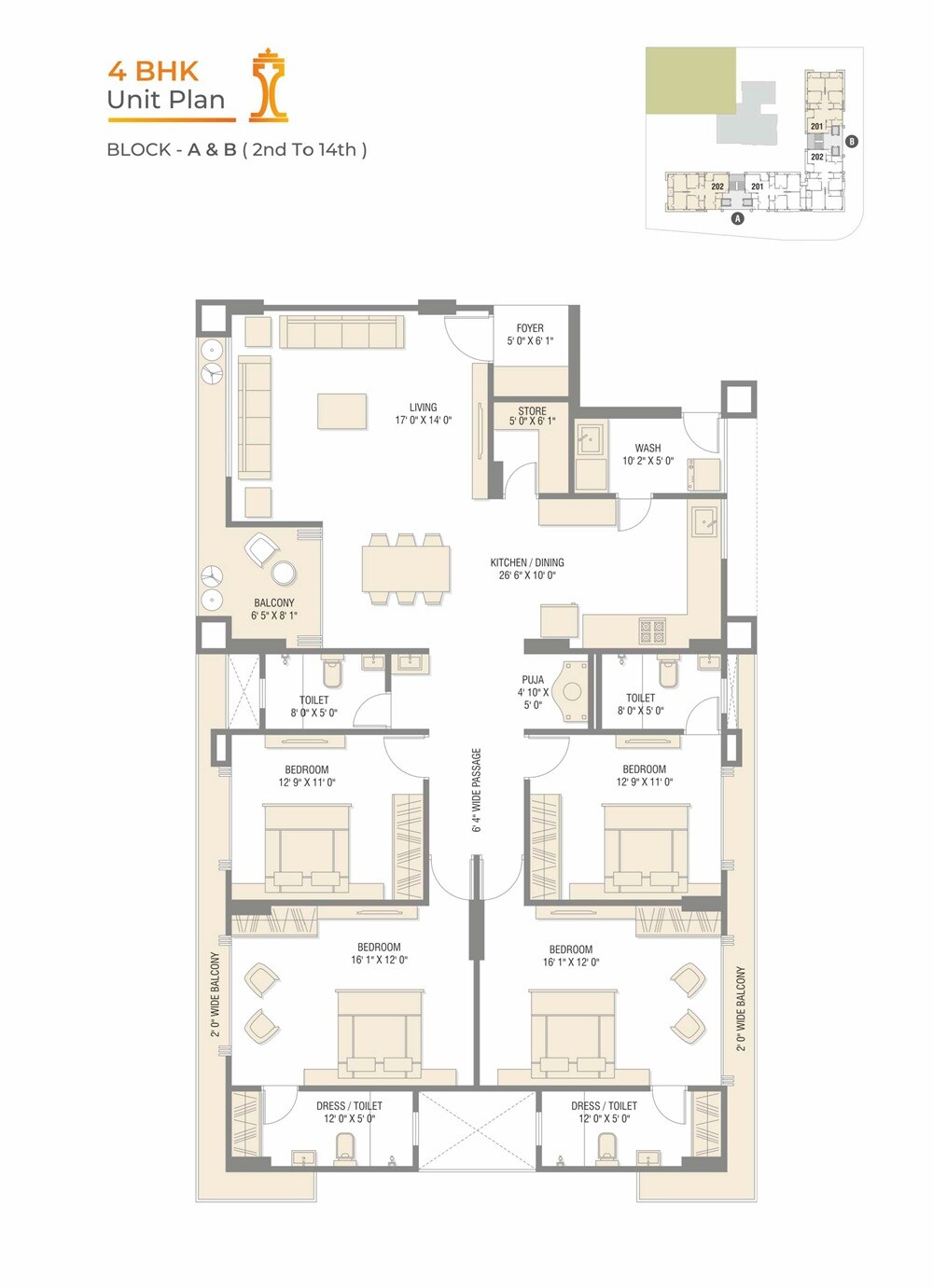 4 BHK 3200 Sq. Ft. Apartment