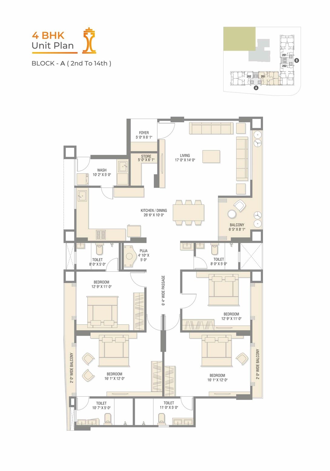 4 BHK 3205 Sq. Ft. Apartment