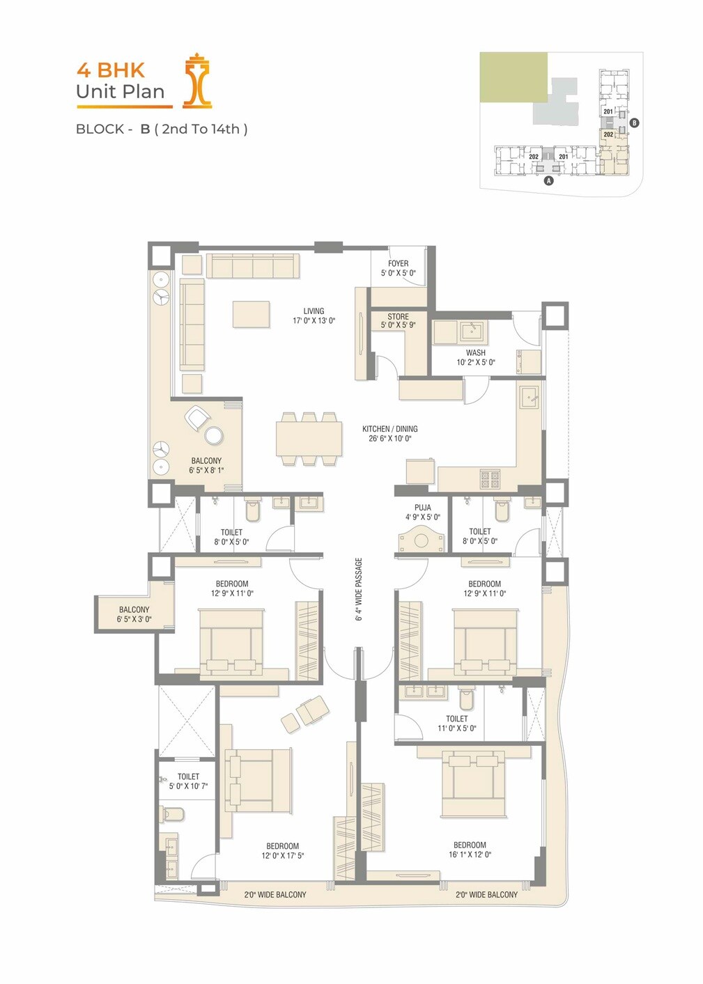 4 BHK 3210 Sq. Ft. Apartment