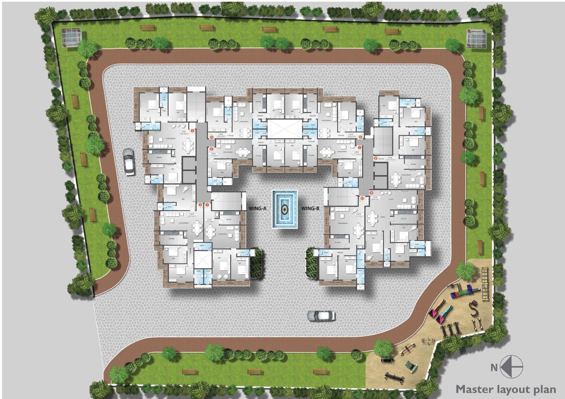 SDS-Raheja-Residency_an aerial view of a city with a large building