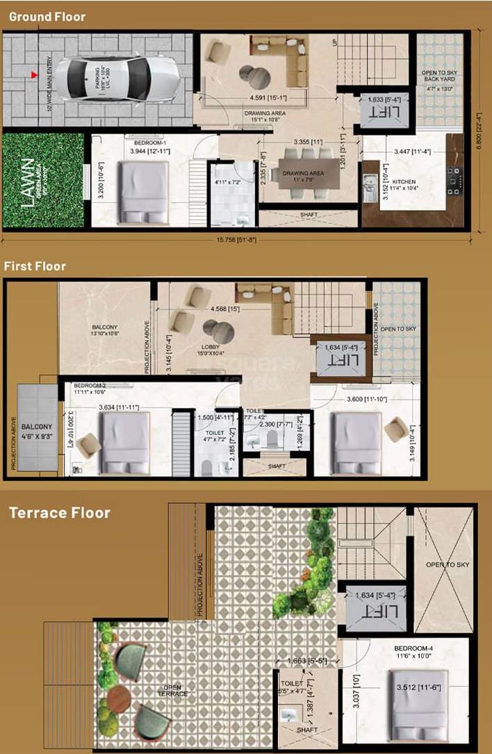 4 BHK 1587 Sq. Ft. Villa