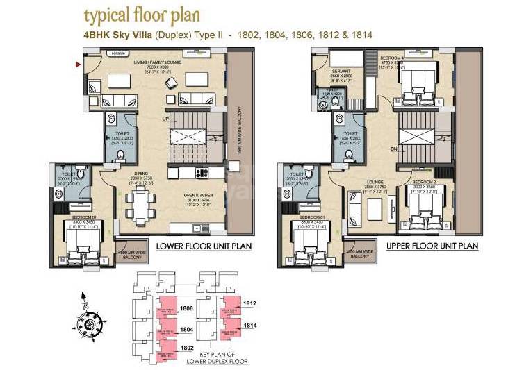 Floor plan of 4 BHK 2989 Sq. Ft. Apartment in Roma Entertainment City, Varanasi