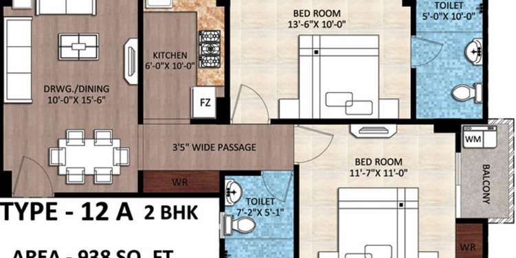 rudra buddha enclave apartment 2 bhk 938sqft 20215505115532