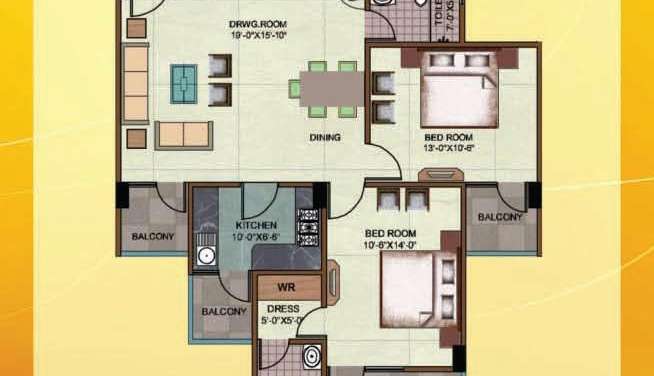 rudra heights apartment 2 bhk 1235sqft 20245905165954
