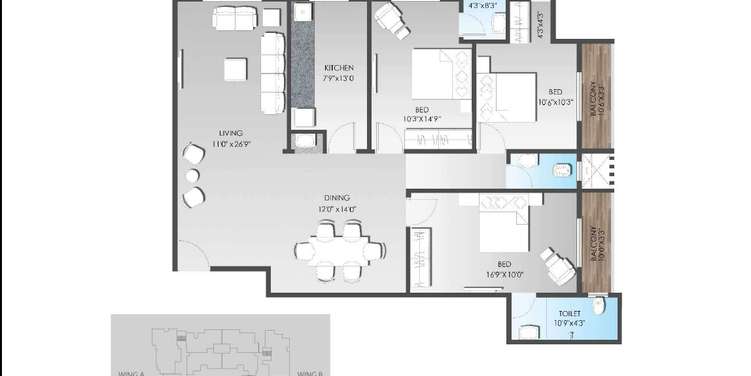 sds raheja residency apartment 3 bhk 1800sqft 20244407134440