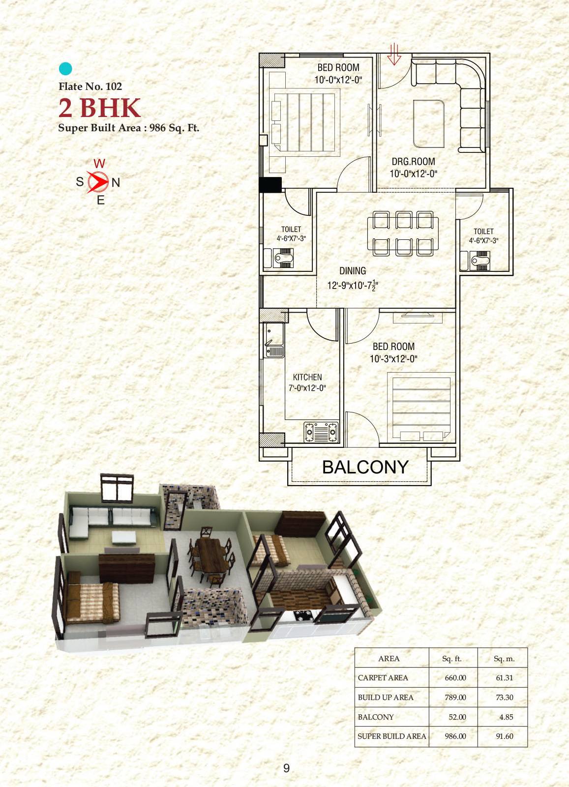 2 BHK 986 Sq. Ft. Apartment in SJRS Infracity