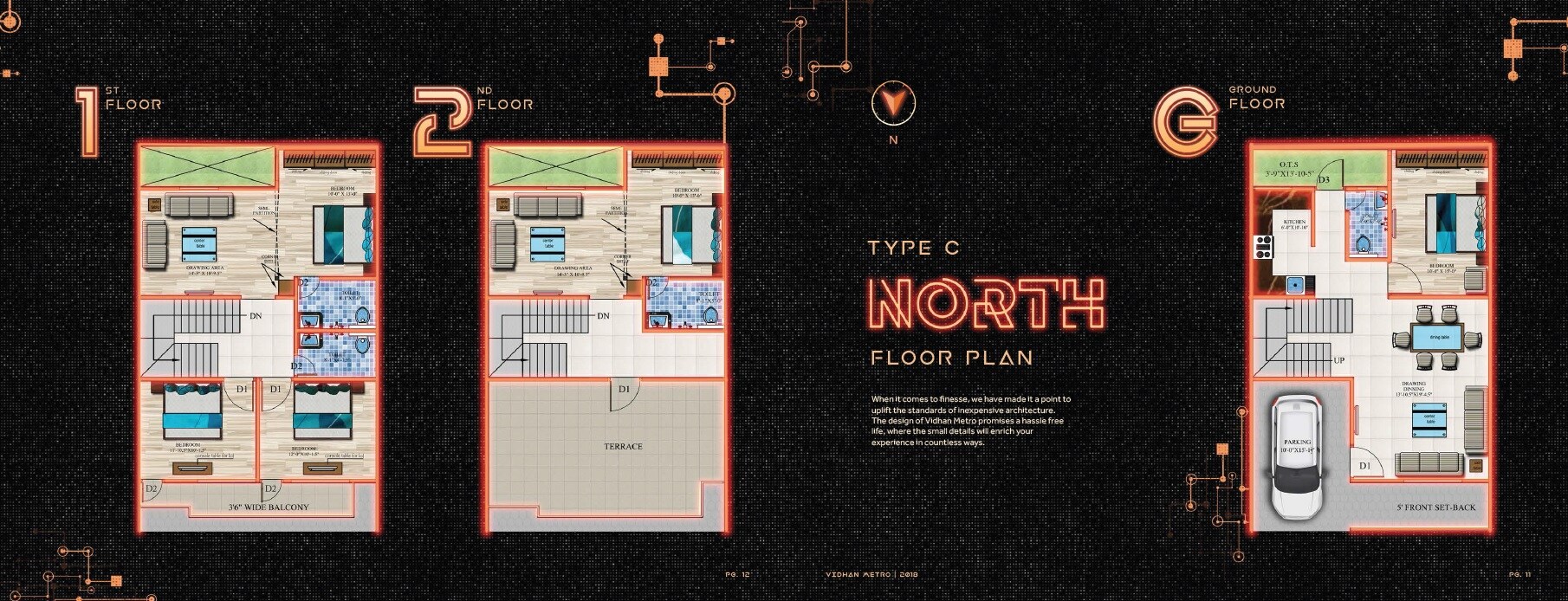 Floor plan of 5 BHK 1762 Sq. Ft. Villa in Vidhan Metro, Varanasi