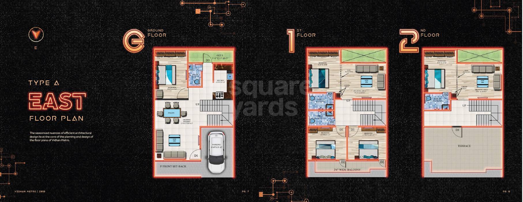 Floor plan of 5 BHK 2315 Sq. Ft. Villa in Vidhan Metro, Varanasi