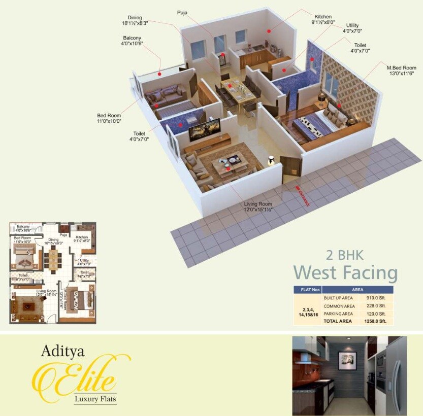 2 BHK 1258 Sq. Ft. Apartment