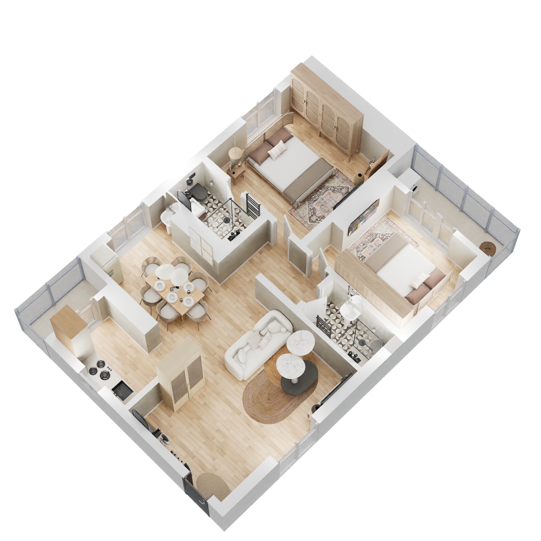 Floor plan of 2 BHK 1233 Sq. Ft. Apartment in Amaravati icon, Vijayawada