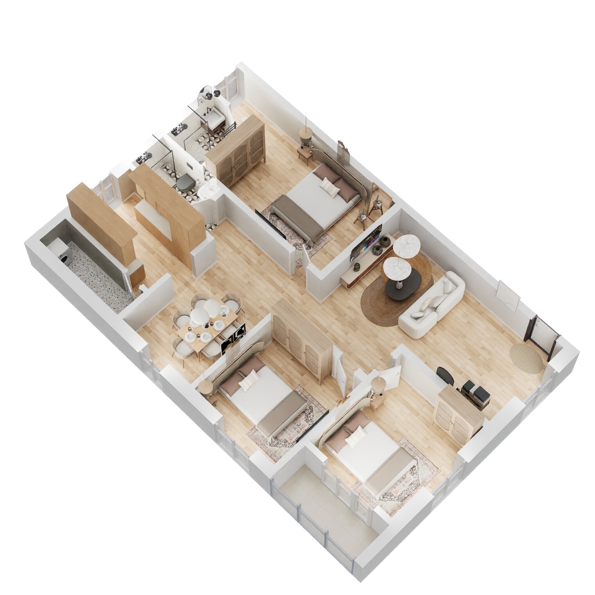 Floor plan of 3 BHK 1489 Sq. Ft. Apartment in Amaravati icon, Vijayawada