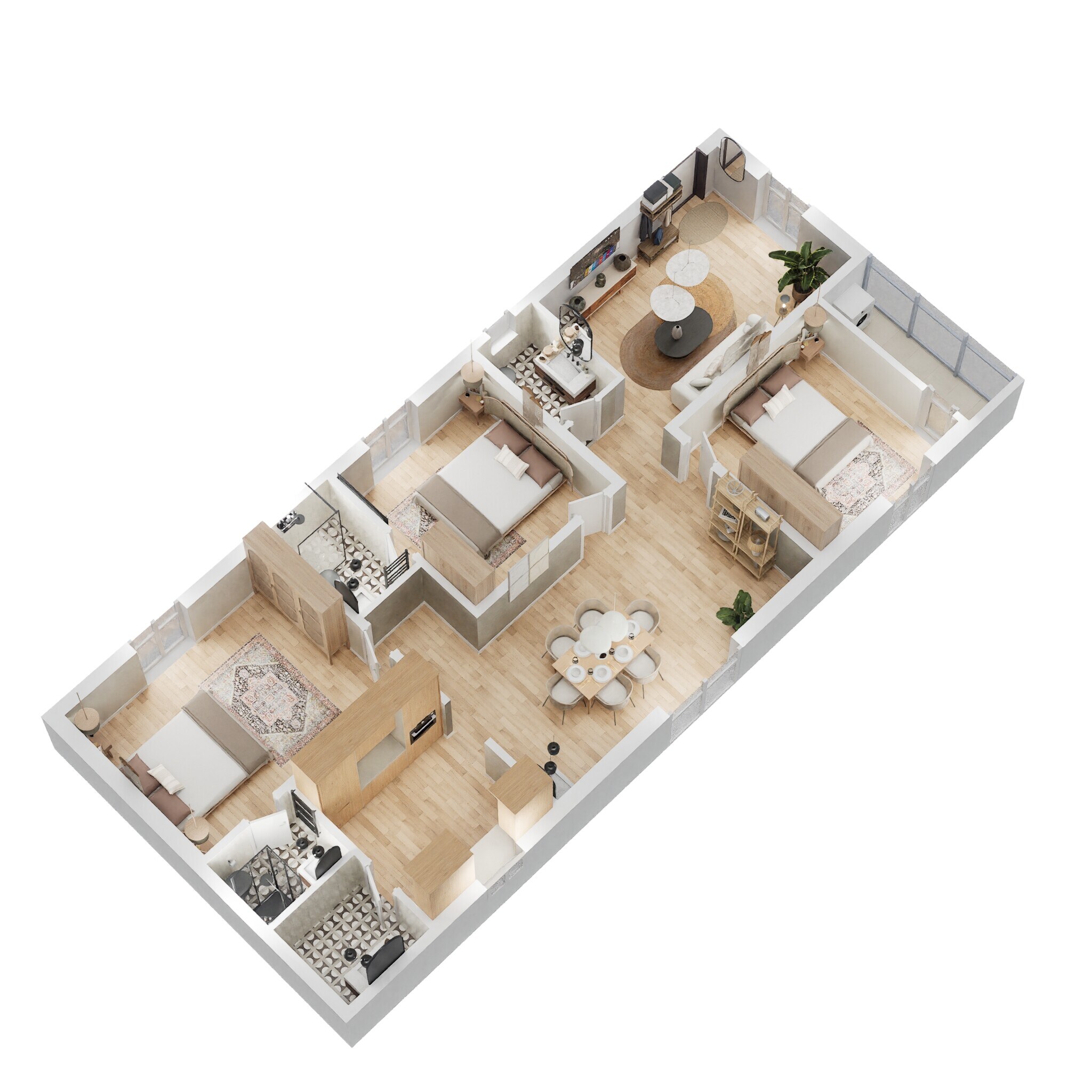 Floor plan of 3 BHK 1538 Sq. Ft. Apartment in Amaravati icon, Vijayawada