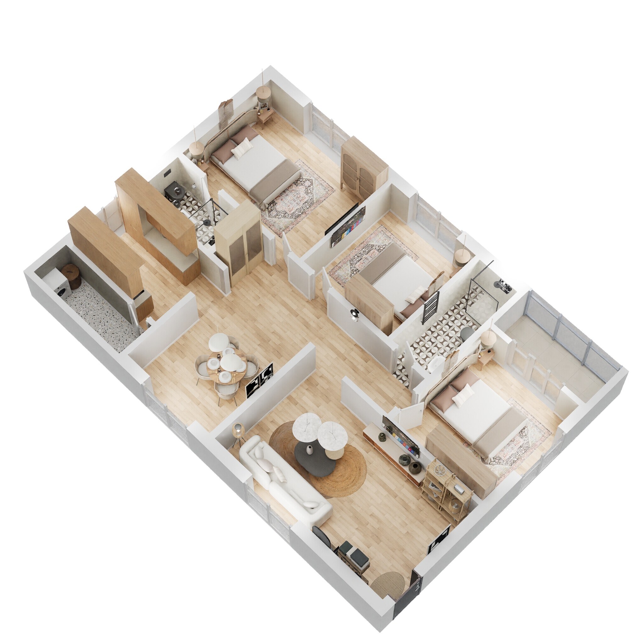 Floor plan of 3 BHK 1549 Sq. Ft. Apartment in Amaravati icon, Vijayawada