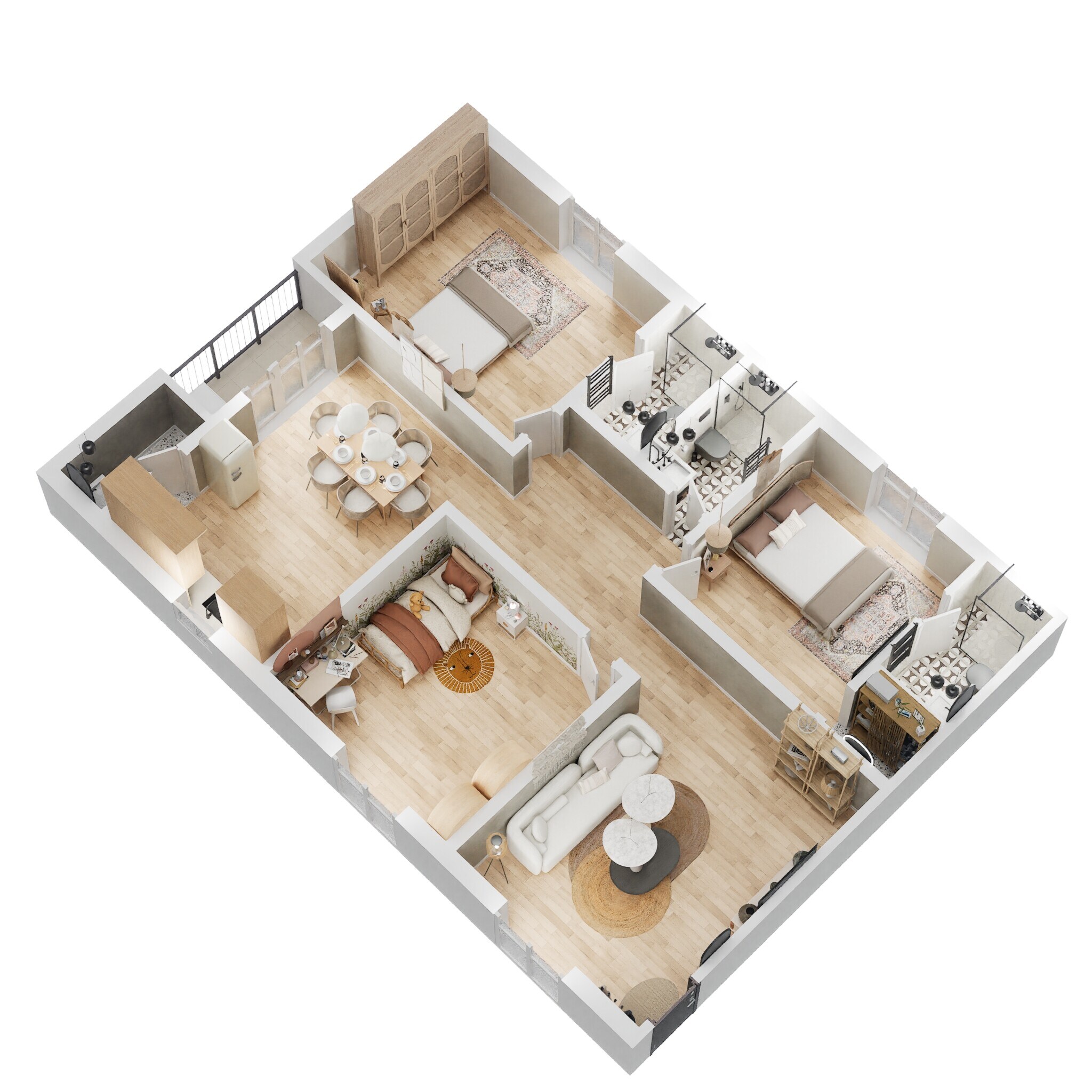 Floor plan of 3 BHK 1630 Sq. Ft. Apartment in Amaravati icon, Vijayawada