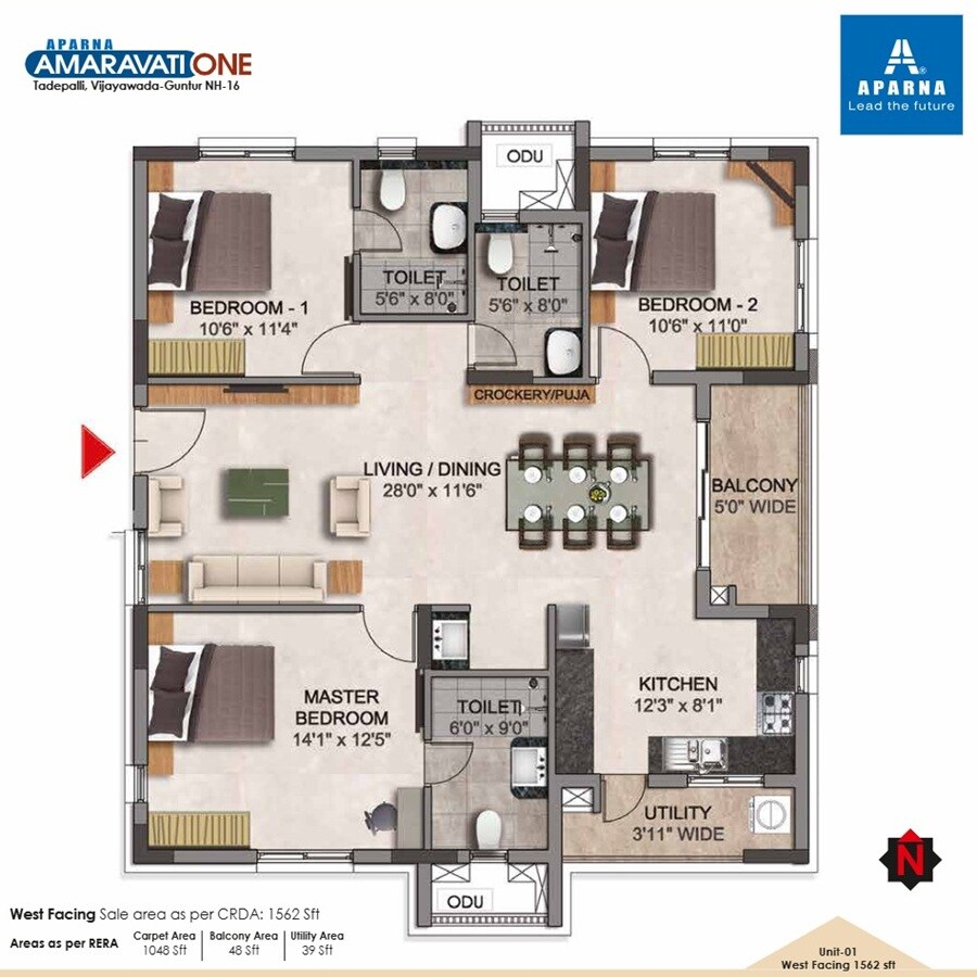 3 BHK 1562 Sq. Ft. Apartment